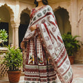 Beautiful Maroon and Off White Cotton Rayon Printed Lehenga Choli with Dupatta