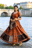 Graceful Rust Orange and Black Cotton Rayon Printed Lehenga Choli with Dupatta