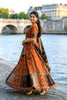 Graceful Rust Orange and Black Cotton Rayon Printed Lehenga Choli with Dupatta
