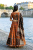 Graceful Rust Orange and Black Cotton Rayon Printed Lehenga Choli with Dupatta