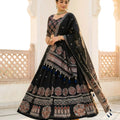 Traditional Black Cotton Rayon Printed Lehenga Choli with Designer Dupatta
