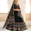 Traditional Black Cotton Rayon Printed Lehenga Choli with Designer Dupatta
