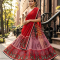 Stunning Red Cotton Rayon Printed Lehenga Choli with Designer Dupatta