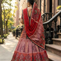 Stunning Red Cotton Rayon Printed Lehenga Choli with Designer Dupatta