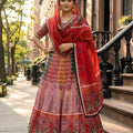  Stunning Red Cotton Rayon Printed Lehenga Choli with Designer Dupatta