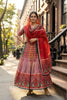  Stunning Red Cotton Rayon Printed Lehenga Choli with Designer Dupatta