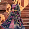 Charming Navy Blue and Pink Printed Cotton Rayon Lehenga Choli with Dupatta for Women