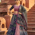 Charming Navy Blue and Pink Printed Cotton Rayon Lehenga Choli with Dupatta for Women