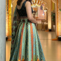 Glorious Sea Green Multicolor Printed Cotton Rayon Lehenga Choli with Dupatta