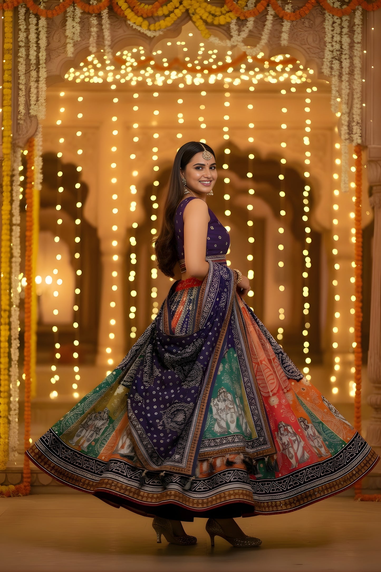 Trendy Multicolor Printed Cotton Rayon Lehenga Choli with Dupatta for Women