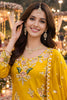 Elegant Mustard Yellow Viscose Crepe Embroidered Wedding Wear Sharara Suit
