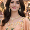 Stunning Peach Viscose Crepe Embroidered Wedding Wear Sharara Suit