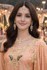 Stunning Peach Viscose Crepe Embroidered Wedding Wear Sharara Suit