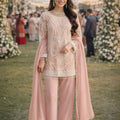 Lovely Pink Embroidered Straight Cut Salwar Suit with Dupatta for Wedding