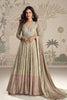 Charming Beige Georgette Embroidered Readymade Gown with Dupatta for Women