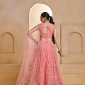 Stunning Pink Butterfly Net Embroidered Lehenga Choli with Dupatta for Women