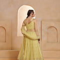 Stylish Yellow Butterfly Net Embroidered Lehenga Choli with Dupatta for Women
