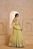 Stylish Yellow Butterfly Net Embroidered Lehenga Choli with Dupatta for Women