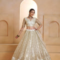 Trendy Off White Butterfly Net Embroidered Lehenga Choli with Dupatta for Wedding