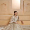 Trendy Off White Butterfly Net Embroidered Lehenga Choli with Dupatta for Wedding