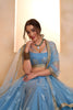 Designer Sky Blue Butterfly Net Embroidered Lehenga Choli with Dupatta for Wedding