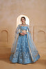 Designer Sky Blue Butterfly Net Embroidered Lehenga Choli with Dupatta for Wedding