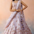 Elegant Lavender Tissue Semi-Stitched Embroidered Lehenga Choli with Dupatta