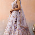 Elegant Lavender Tissue Semi-Stitched Embroidered Lehenga Choli with Dupatta