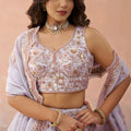 Elegant Lavender Tissue Semi-Stitched Embroidered Lehenga Choli with Dupatta