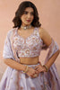 Elegant Lavender Tissue Semi-Stitched Embroidered Lehenga Choli with Dupatta