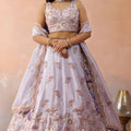 Elegant Lavender Tissue Semi-Stitched Embroidered Lehenga Choli with Dupatta