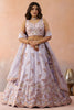 Elegant Lavender Tissue Semi-Stitched Embroidered Lehenga Choli with Dupatta