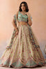 Stunning Cream Embroidered Lehenga Choli with Mint Green Blouse and Net Dupatta