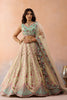 Stunning Cream Embroidered Lehenga Choli with Mint Green Blouse and Net Dupatta