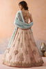 Lovely Peach Tissue Semi-Stitched Embroidered Lehenga Choli with Sky Blue Dupatta