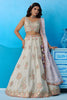 Admiring Off White Semi-Stitched Embroidered Lehenga Choli with Lavender Dupatta