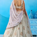 Admiring Off White Semi-Stitched Embroidered Lehenga Choli with Lavender Dupatta
