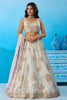 Admiring Off White Semi-Stitched Embroidered Lehenga Choli with Lavender Dupatta