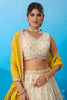 Luxury Cream Semi-Stitched Embroidered Lehenga Choli with Yellow Dupatta
