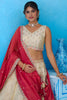 Stylish Cream Semi-Stitched Embroidered Lehenga Choli with Red Dupatta