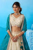 Traditional Cream Semi-Stitched Embroidered Lehenga Choli with Teal Green Dupatta