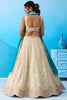 Traditional Cream Semi-Stitched Embroidered Lehenga Choli with Teal Green Dupatta