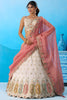 Lovable Cream Semi-Stitched Embroidered Lehenga Choli with Pink Dupatta