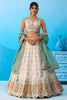 Beautiful Cream Semi-Stitched Embroidered Lehenga Choli with Sea Green Dupatta