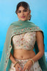 Beautiful Cream Semi-Stitched Embroidered Lehenga Choli with Sea Green Dupatta