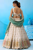 Beautiful Cream Semi-Stitched Embroidered Lehenga Choli with Sea Green Dupatta