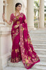  Magenta Floral Printed Silk Saree Rich Border Traditional Saree