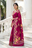 Magenta Floral Printed Silk Saree Rich Border Traditional Saree