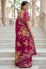 Magenta Floral Printed Silk Saree Rich Border Traditional Saree