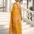 Mustard Yellow Floral Printed Silk Saree Traditional Border Saree